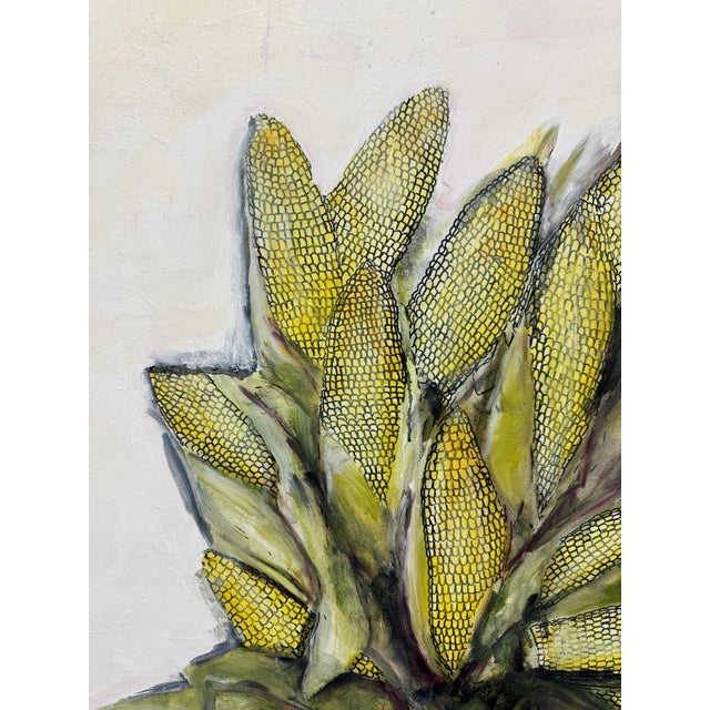 Green Ears of Corn Acrylic on Canvas Painting, Unsigned For Sale - Image 8 of 12