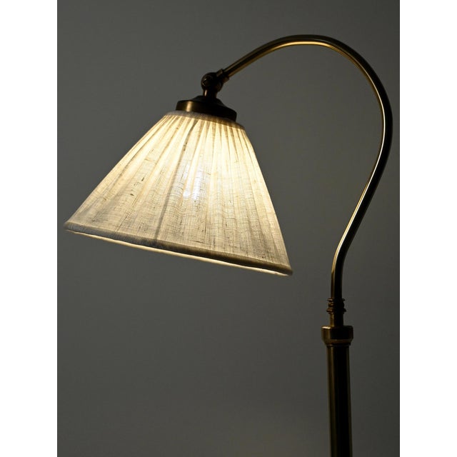 Scandinavian Curved Neck Brass Floor Lamp, 1950s For Sale - Image 4 of 10
