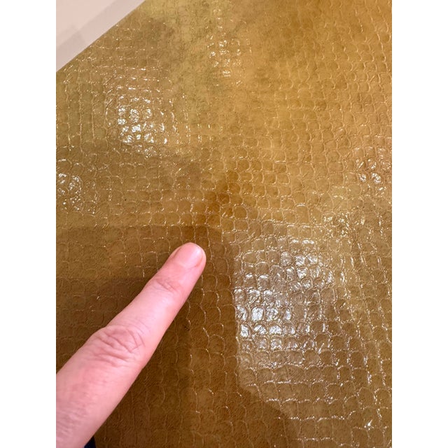 Brown Vintage Karl Springer Style Faux Snake Embossed Console Table For Sale - Image 8 of 11