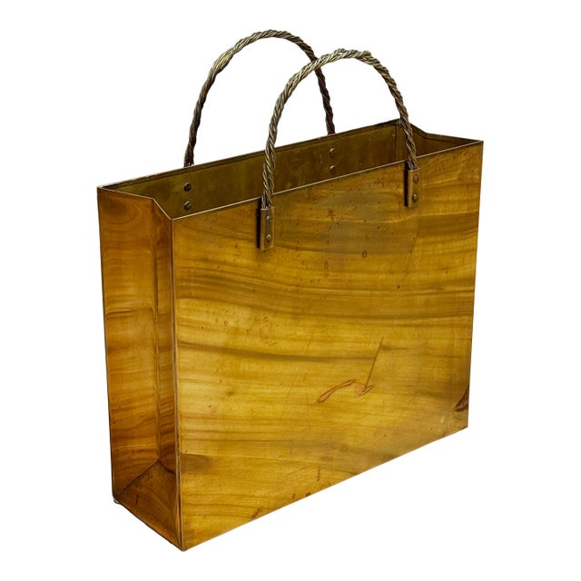 Vintage Italian Brass Shopping Gift Bag Gio Ponti Attributed For Sale