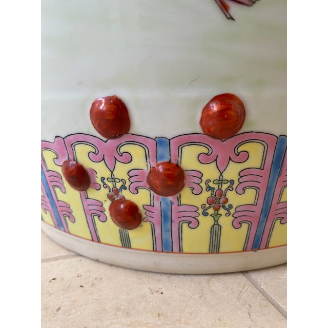 1960s Vintage Famille Rose Pink Ceramic Garden Stool Table For Sale - Image 5 of 8