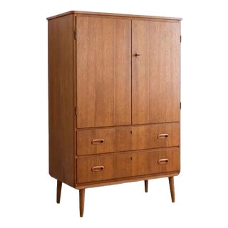 Danish Teak Wardrobe with Hinged Doors, 1950s For Sale