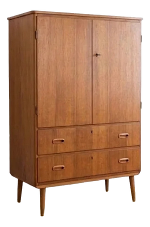 Danish Teak Wardrobe with Hinged Doors, 1950s