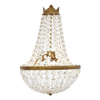 Elegant Crystal Empire Style Chandelier, French, Antique, 1920s For Sale