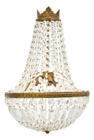 Elegant Crystal Empire Style Chandelier, French, Antique, 1920s