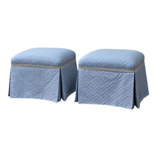 Late 20th Century Skirted Upholstered Ottomans - A Pair For Sale