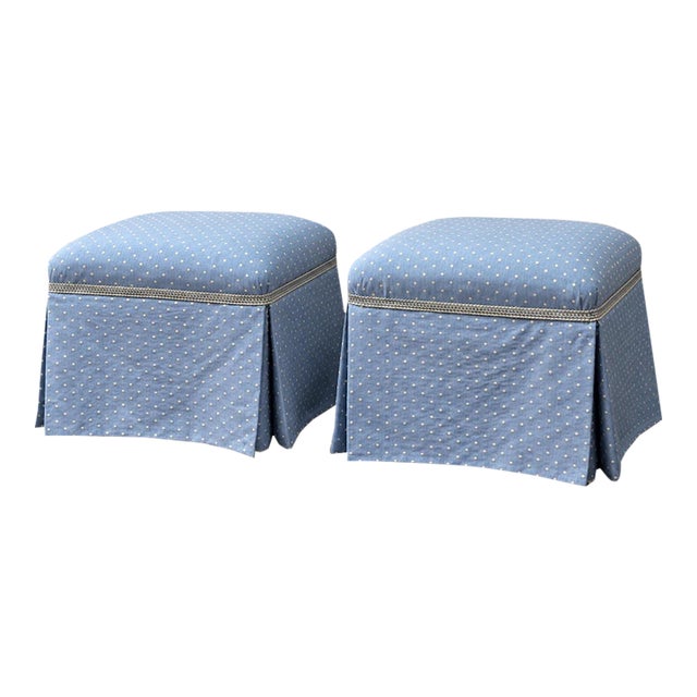 Late 20th Century Skirted Upholstered Ottomans - A Pair For Sale