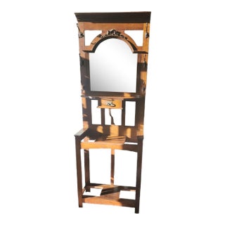 1920s English Edwardian Mirrored Hall Stand For Sale