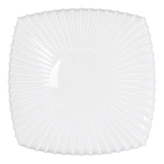 Czech Opaline Ribbed Dish Ceiling Lamp, 1950s For Sale