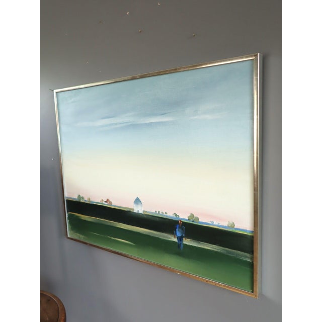 1990s 1991 'The Distance Between' Vintage Swedish Minimalist Original Landscape Oil Painting, Framed For Sale - Image 5 of 11