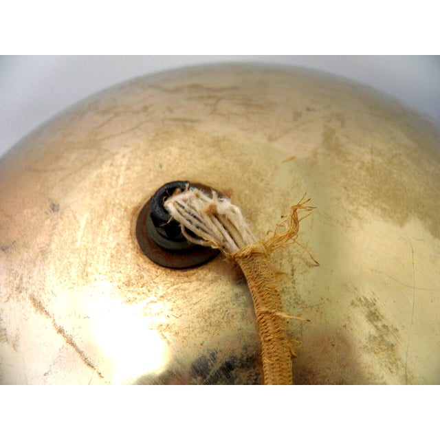 Metal Vintage Mid-Century Modern Flying Saucer Brass Wall-Hanging Retractable Light Fixture 14" All Original For Sale - Image 7 of 12