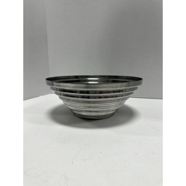 1980's Vintage Post Modern Stainless Steel Devo Maya Bowl Pewtertone by Mann For Sale - Image 12 of 12