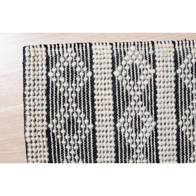 8x10 Selene Striped Black Kilim Geometric Contemporary Handmade Wool Carpet Rug For Sale In New York - Image 6 of 9