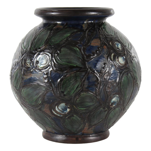 Large Early 20th Century Ball Shaped Floor Vase from Herman A. Kähler, Denmark For Sale