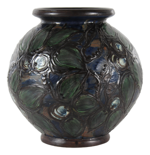 Large Early 20th Century Ball Shaped Floor Vase from Herman A. Kähler, Denmark