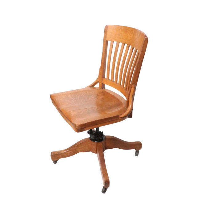 Early 20th Century Antique Oak Swivel Tilt Desk Chair by Sikes C. 1920/40's For Sale - Image 5 of 16