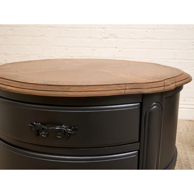 Black Black Vintage Burlwood Top Occasional Side Table For Sale - Image 8 of 12