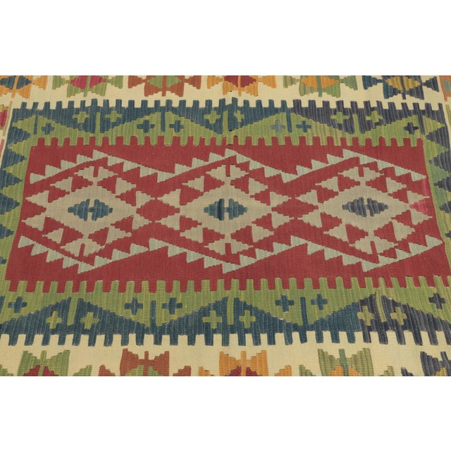 Red 1970s Tribal Style Geometric Design Handmade Oushak Kilim Rug For Sale - Image 8 of 13