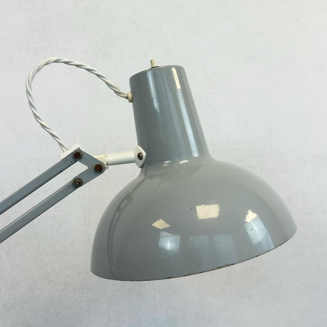 Mid-Century Modern Adjustable Grey Architect's Desk Lamp, 1960s For Sale - Image 3 of 8