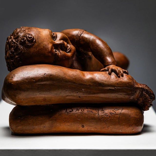 Reclining Infant in Terracotta by F. Sans For Sale - Image 3 of 9