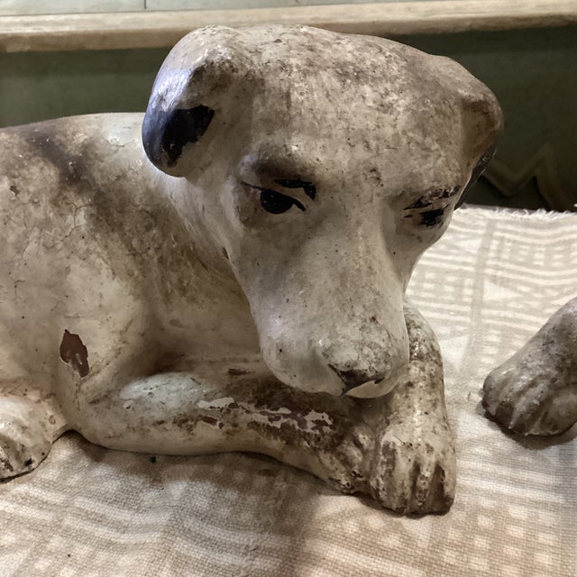 Pair of Mid 20th Century British Colonial Resting White Dogs For Sale - Image 9 of 11