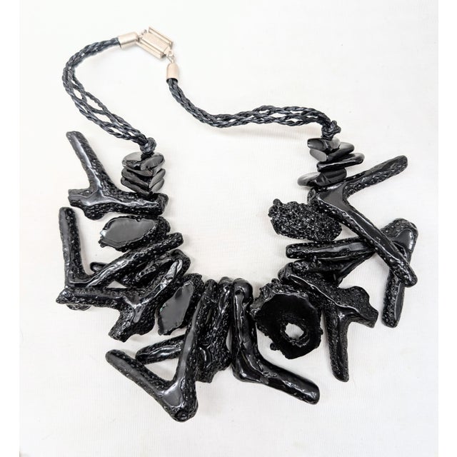 Vintage Signed Ugo Correani Italy Faux-Black Coral Collar Necklace For Sale - Image 9 of 9