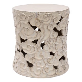 Early 20th Century Chinese Milky White Cloud Garden Stool For Sale