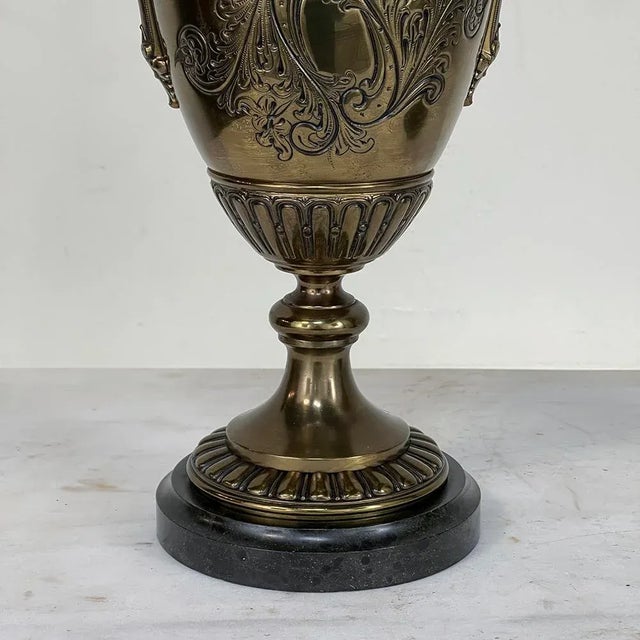 Metal Pair of 19th Century French Napoleon III Period Bronze & Brass Urns For Sale - Image 7 of 13