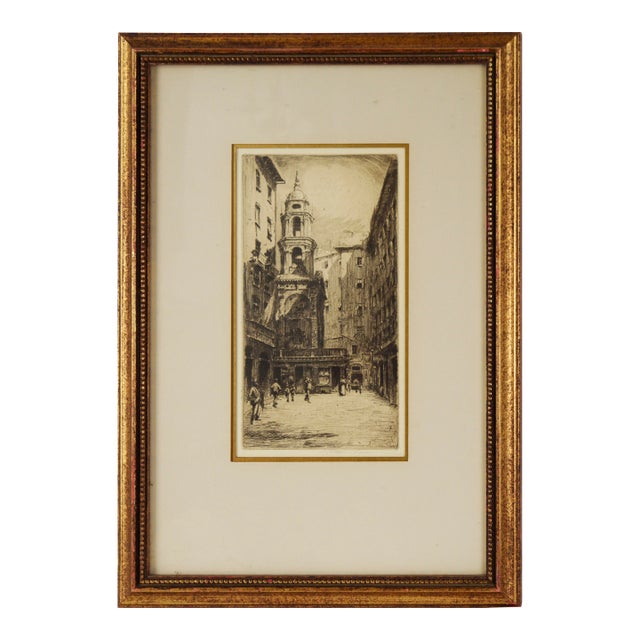 Church of San Pietro in Banchi, Italy - 1908 Original Etching by George Walter Chandler For Sale