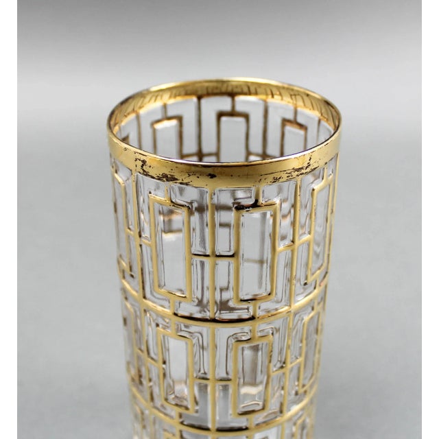Mid 20th Century Vintage Imperial Glass Shoji Trellis 22k Gold Highball Glasses Tumblers- Set of 4 For Sale - Image 5 of 7