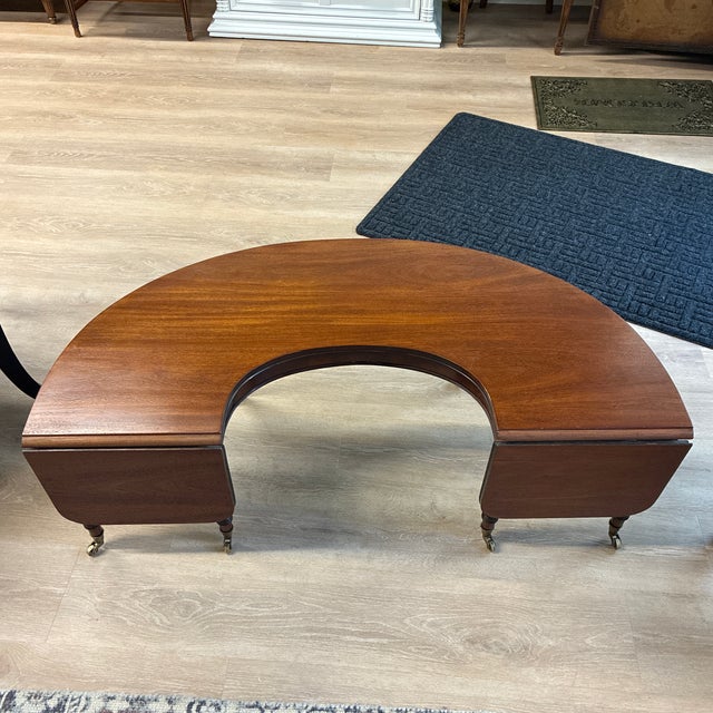 Traditional Antique Social Wine Tasting Horseshoe Drop Leaf Coffee Table For Sale - Image 3 of 4
