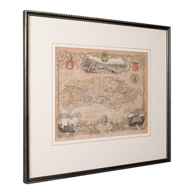 1860's Antique County Map Sussex For Sale