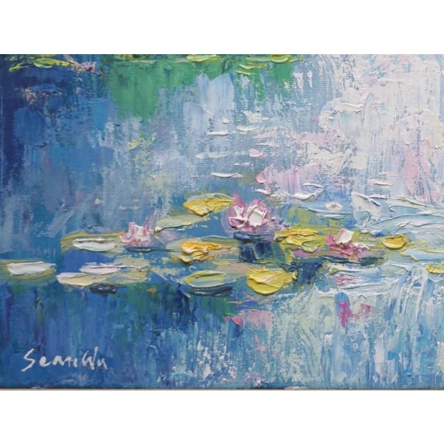 Original oil landscape by Sean Wu, lily pond
