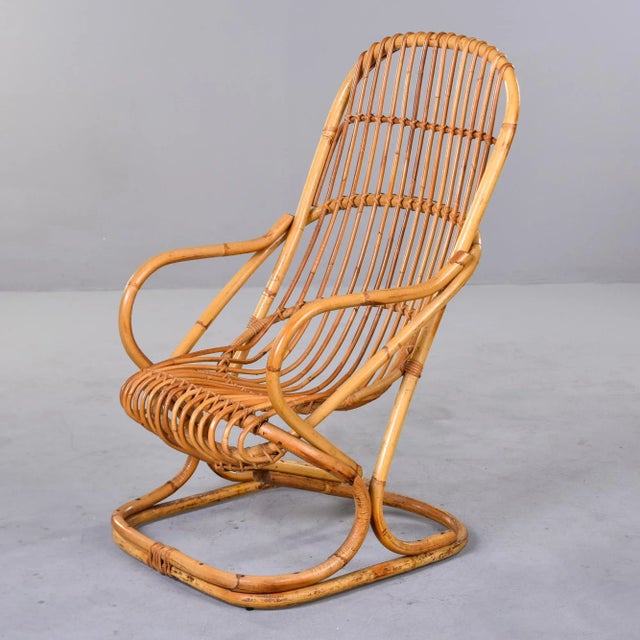 Wood Vintage Italian Tito Agnoli Rattan Chair For Sale - Image 7 of 12