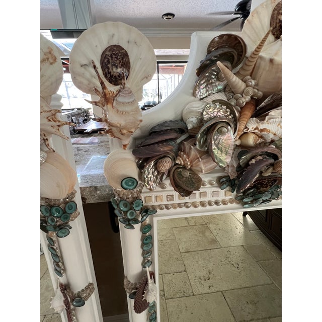 Vintage 60’s Twin Faux Bamboo & Seashell Encrusted Wall Mirrors - Designed by Cheryl P. Kohloff For Sale - Image 9 of 18