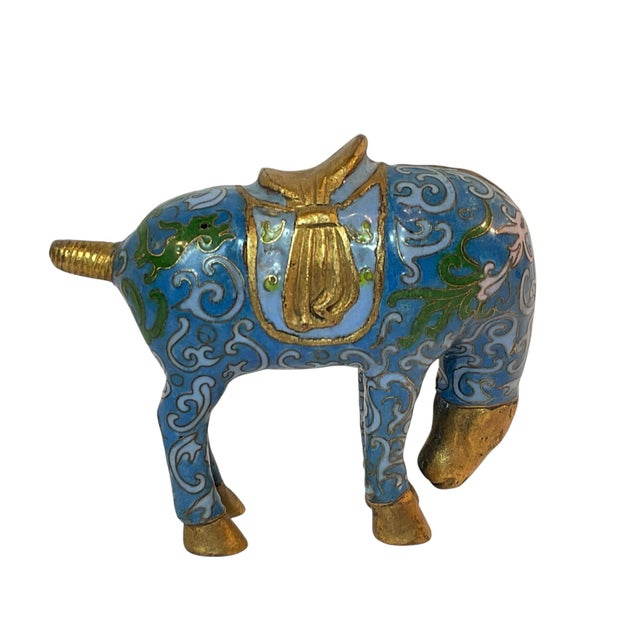 Chinese Cloisonné Grazing Horse Statue Figurine Vintage For Sale - Image 4 of 11