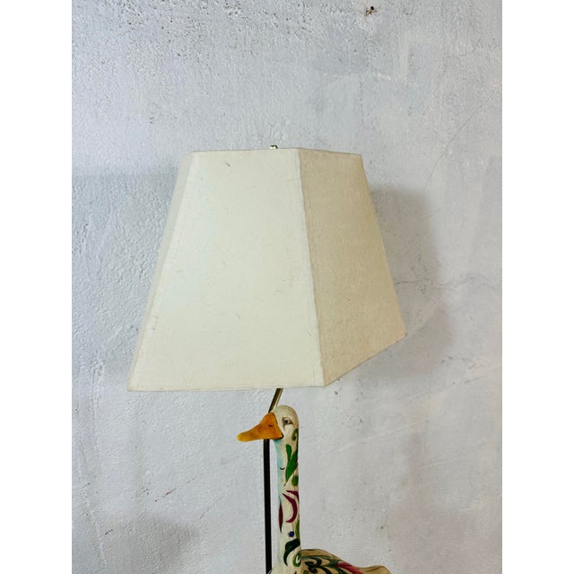 Wood Folk Art Duck Lamp For Sale - Image 7 of 10