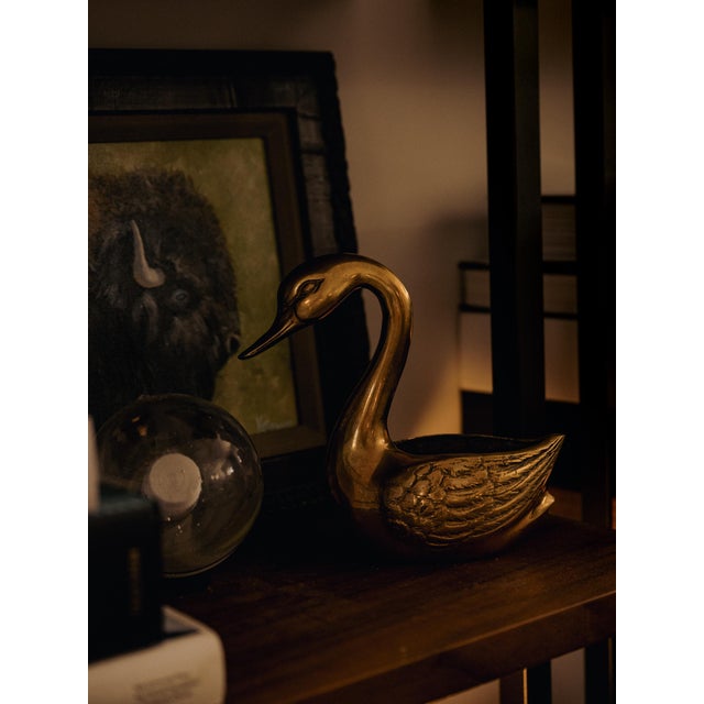 Vintage Mid-Century Solid Brass Swan Planter and/or Catchall 7" For Sale - Image 9 of 11