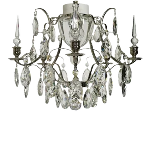 Nickel Bathroom Chandelier With Almond Crystals and Obelisques Ip44