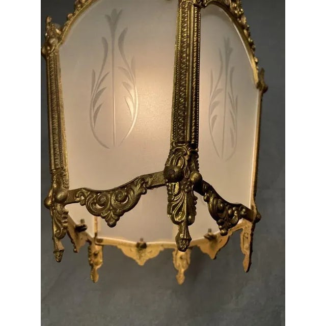 French Lantern in Brass and Glass For Sale - Image 4 of 6