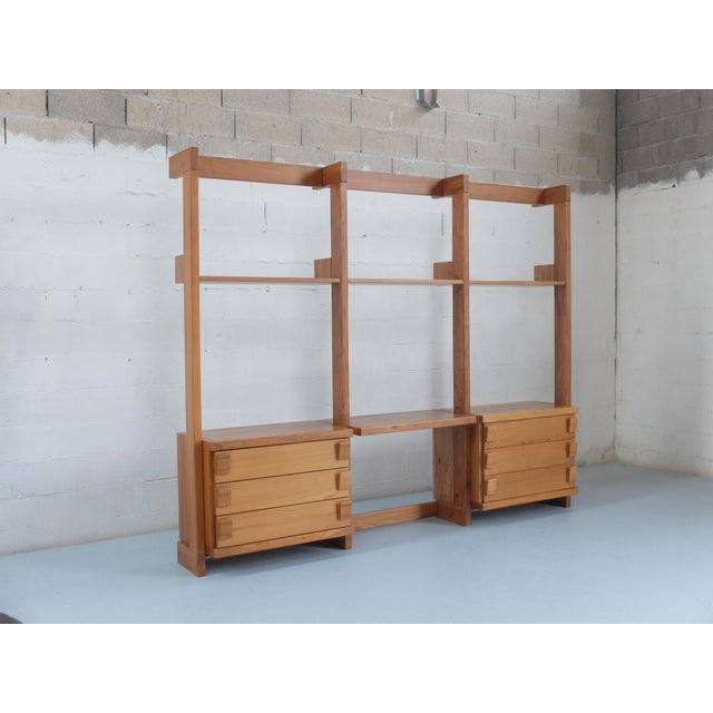 Desk and Bookcase in Elm from Regain France, 1980 For Sale - Image 3 of 8