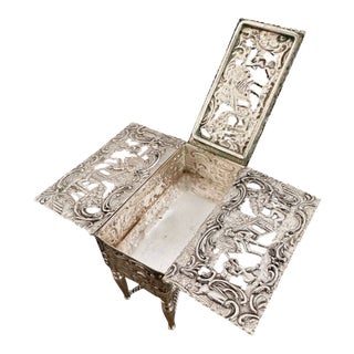 The 1887 Hooikaas Silver Drop-Leaf Miniature Table For Sale