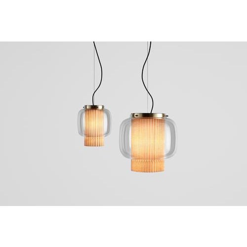 Golden Matte Beige Textile Glass Manila T GR Lamp by Sebastian Herkner For Sale - Image 3 of 6