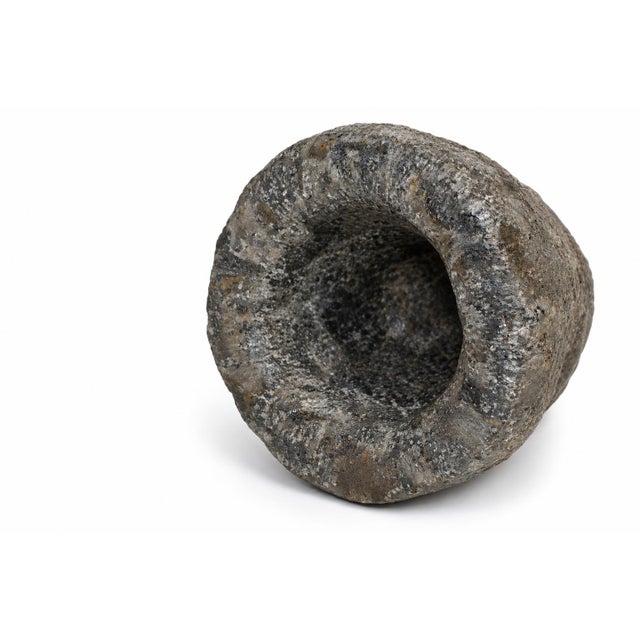 Stone Gray 18th Century Granite Stone Bowl Charcoal Gray Black 8.7 Lb Mortar Planter For Sale - Image 8 of 11