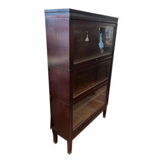 Antique Lundstrom Mahogany Three-Stack Barrister Bookcase C1910 For Sale