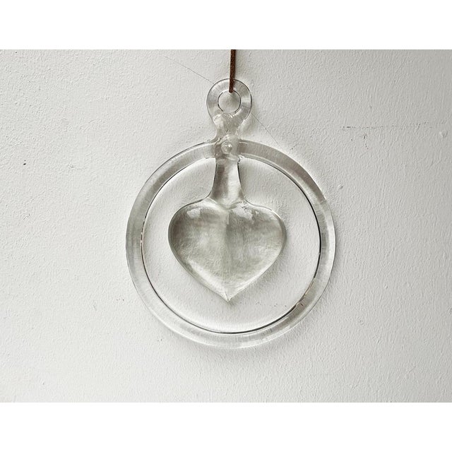 Glass Vintage Swedish Heart Window Decoration in Glass by Bertil Vallien for Kosta Boda, 1970s For Sale - Image 7 of 15