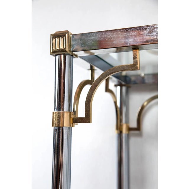 1970s Vintage Chrome and Brass Chinoiserie Style Étagère For Sale - Image 14 of 18
