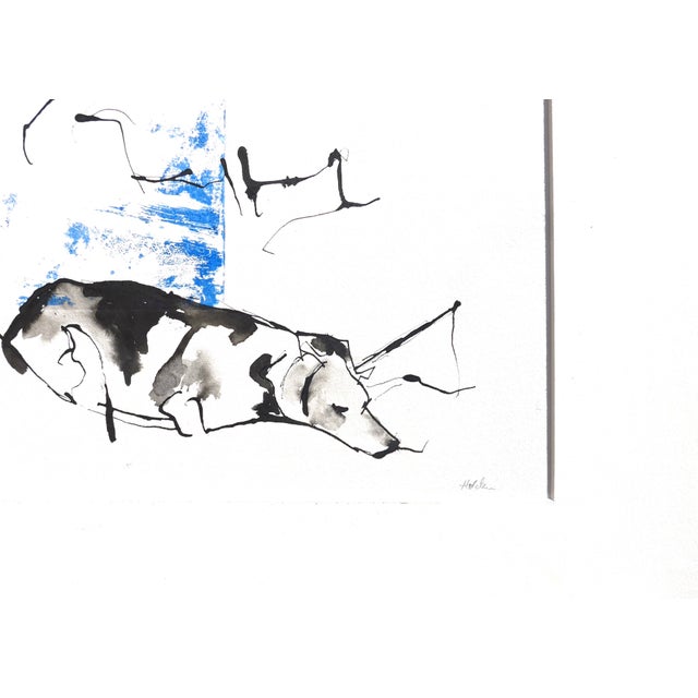 "Beagles" Contemporary Ink Drawing For Sale - Image 4 of 5