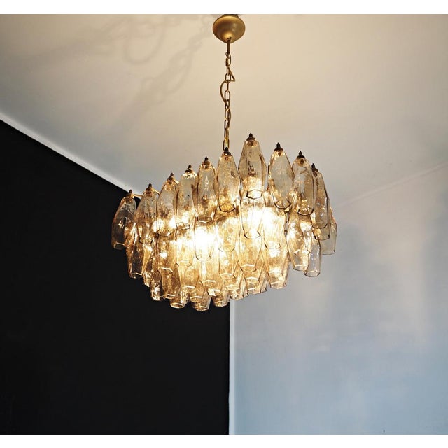 1990s Murano Poliedri Chandelier in Smoked Glasses by Carlo Scarpa, 1990 For Sale - Image 5 of 16