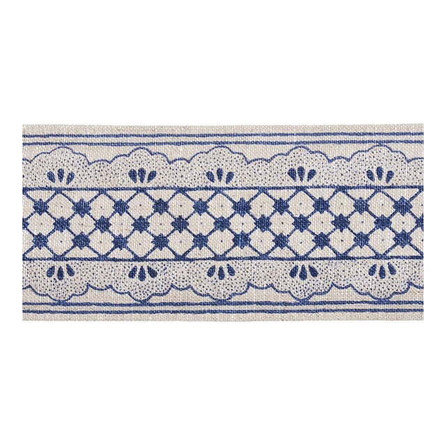 Sample - Schumacher Davison Scalloped Tape in Washington Blue For Sale